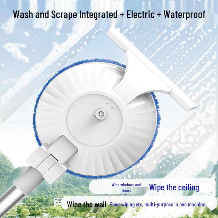 2026 Electric Rotating Window Cleaning Machine: 2nd Gen Wash & Scrape with Squeegee Glass Cleaner синий