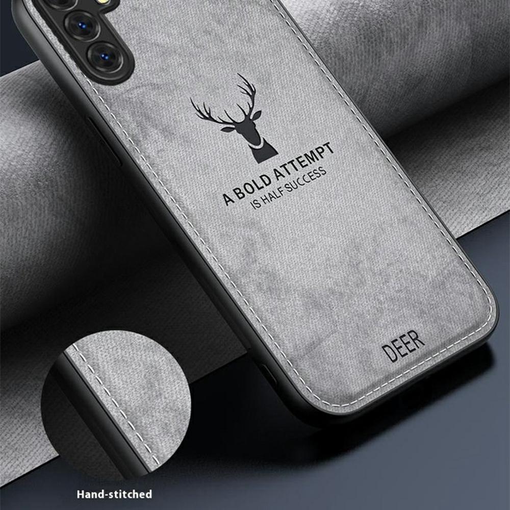 

For Samsung Galaxy A26 5G Case Deer Pattern Cloth Texture PU Leather Hybrid Phone Cover Black