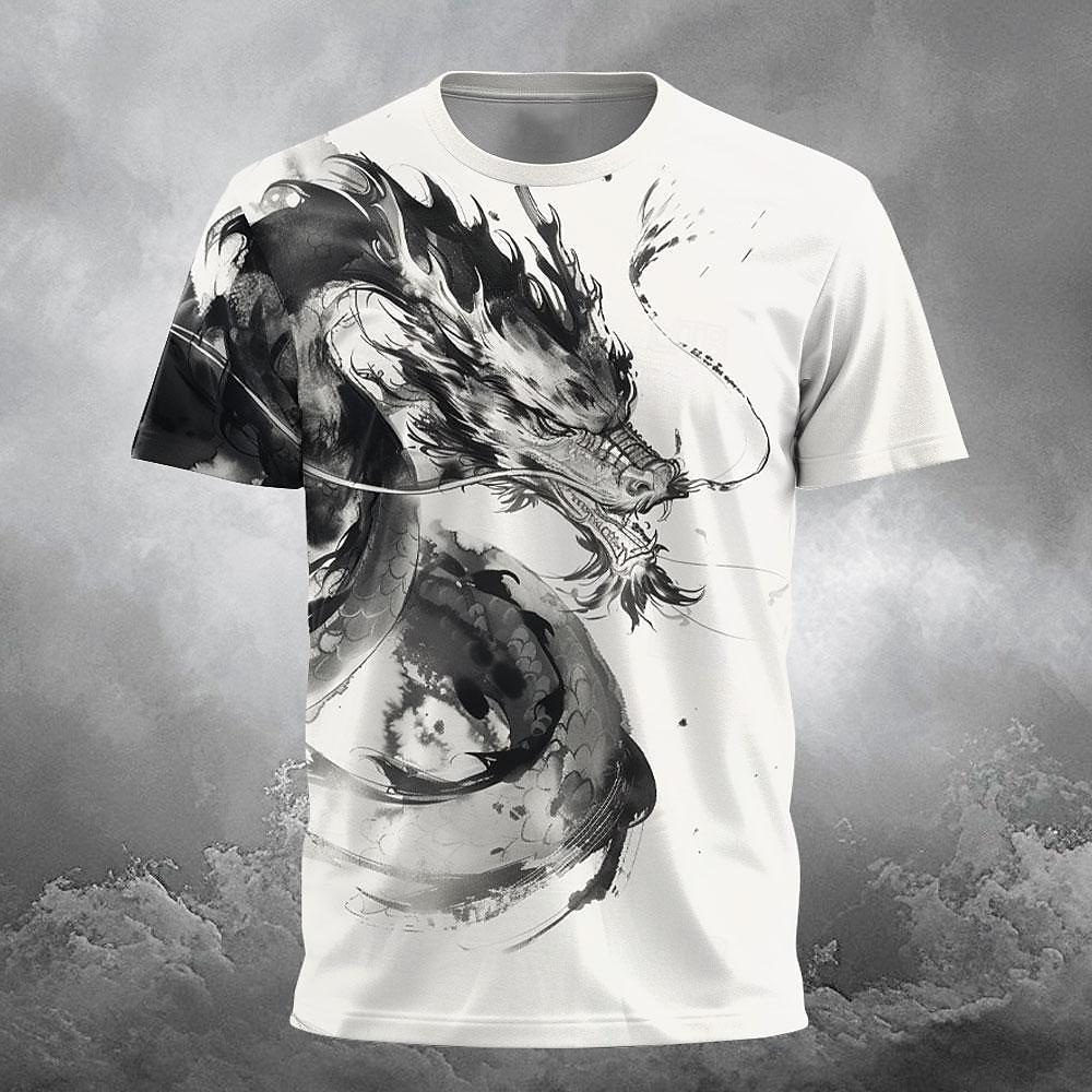 Men's Graphic Animal Dragon T Shirt Short Sleeve T shirt 3D Print Crew Neck Shirt Designer Casual Subculture Sports Outdoor