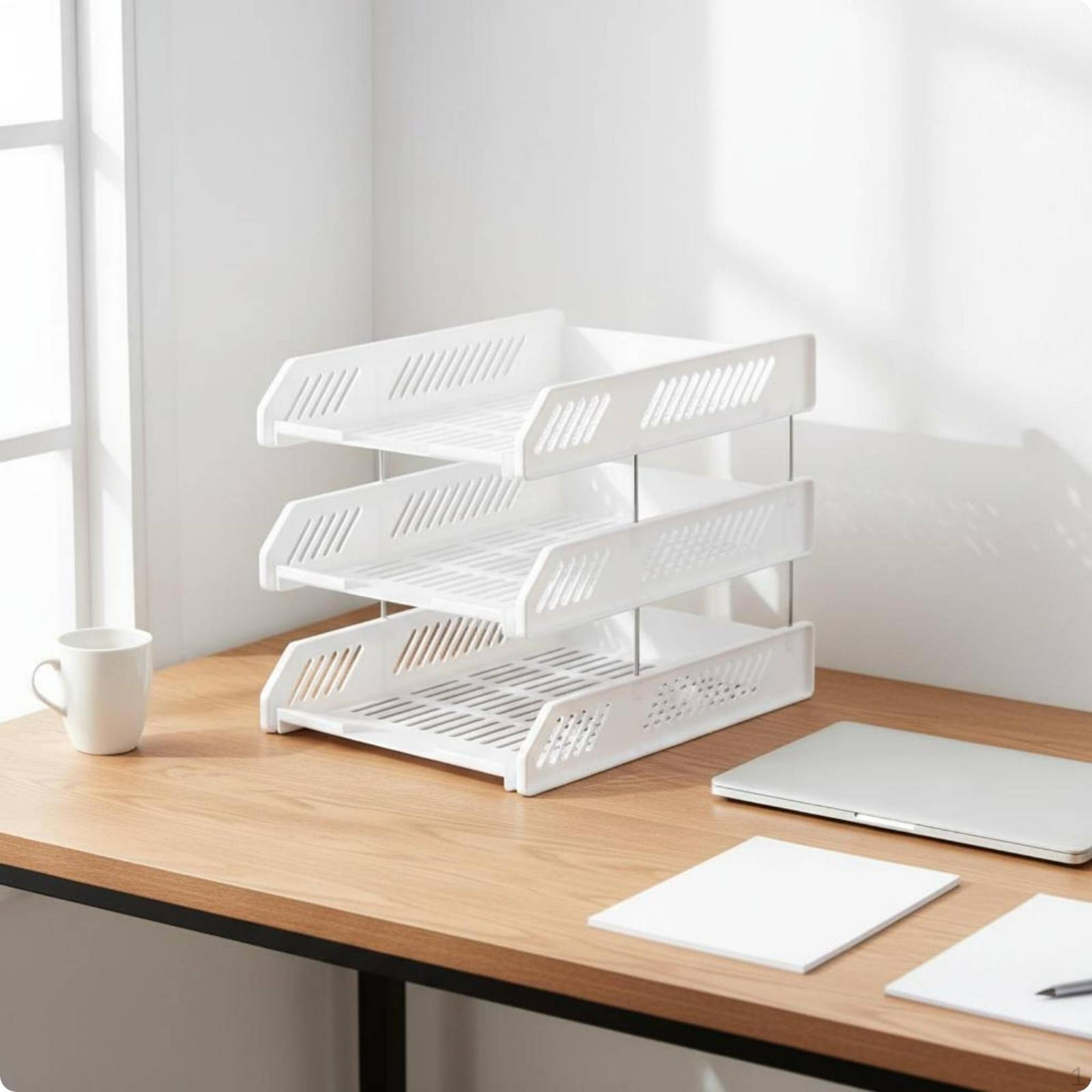 3 Tier File Tray SpaceSaving Three Desk Organizer for Study