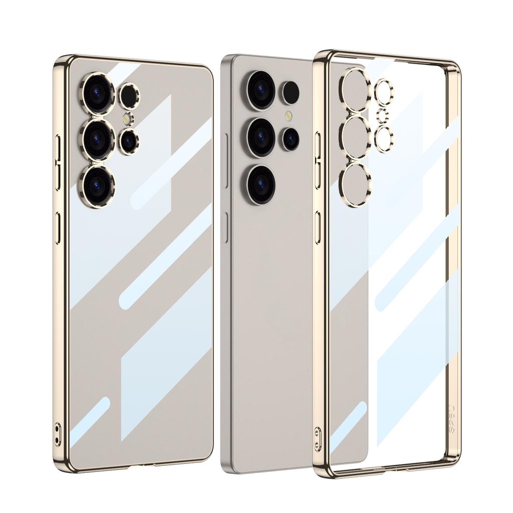 Suitable for Samsung S25ultra Transparent Shell S25u Solid Color Electroplated Mobile Phone Case S25U Protective Case TPU Soft Shell