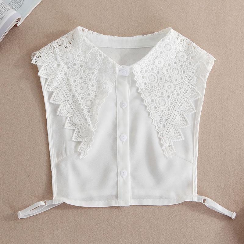 Big Lapel Lace Fake Collar Shirt White Fake False Collars Woman Removable Lady Detachable Collar and Cuff Faux Col Chemisie