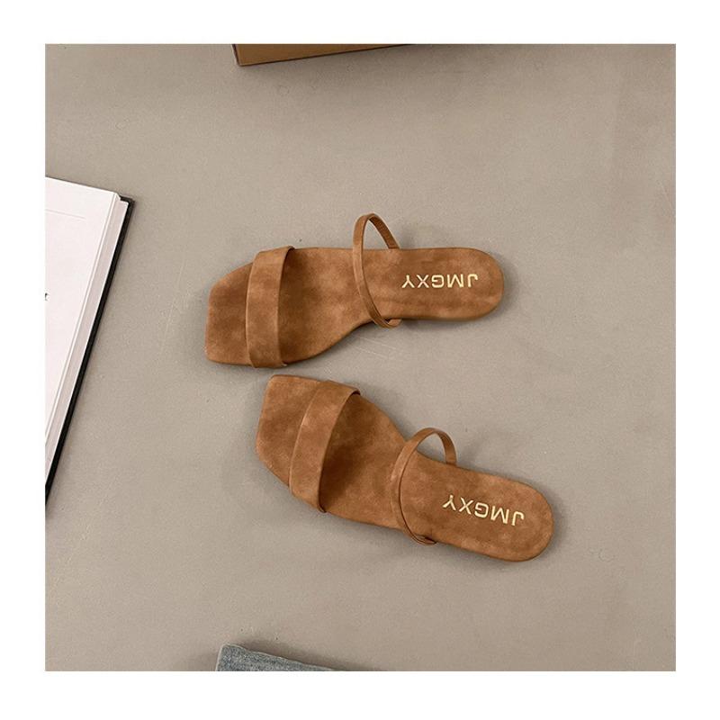 Slippers, Women's, Women's Shoes, Summer, Square Toe, Fish Mouth, Sandals, Women's, Flat Bottomed Slippers