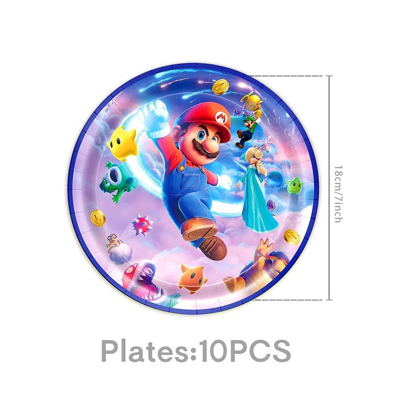 Anime Super Mario Bros Geburtstagsparty Dekoration Mario Luigi Einweggeschirr Tischdecke Serviette Teller Geschenktüte Partyzubehör