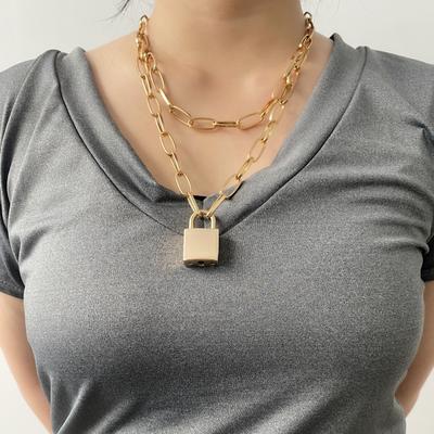 Vendita Calda Moda Chiusura Doppio Strato Collana Vintage Esagerata Personalizzata Donna Uomo Collana Punk GWXYHK4304b