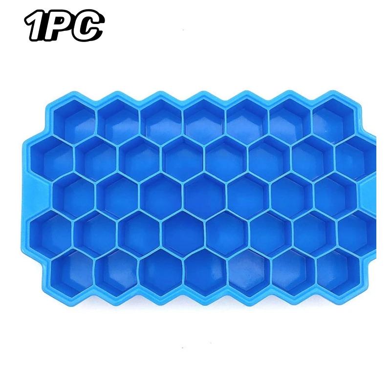 10Pcs Creative 37 Cavity Honeycomb Ice Cube Maker Reusable Trays Silicone Ice Cube Mold BPA Free Ice Mould with Removable Lids