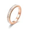 Light luxury temperament rotatable single row full diamond titanium steel ring women's 18k non-fading zircon gypsy couple ring