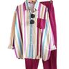 Women's Striped Casual Loose Slimming Set: New Fashionable & Comfortable