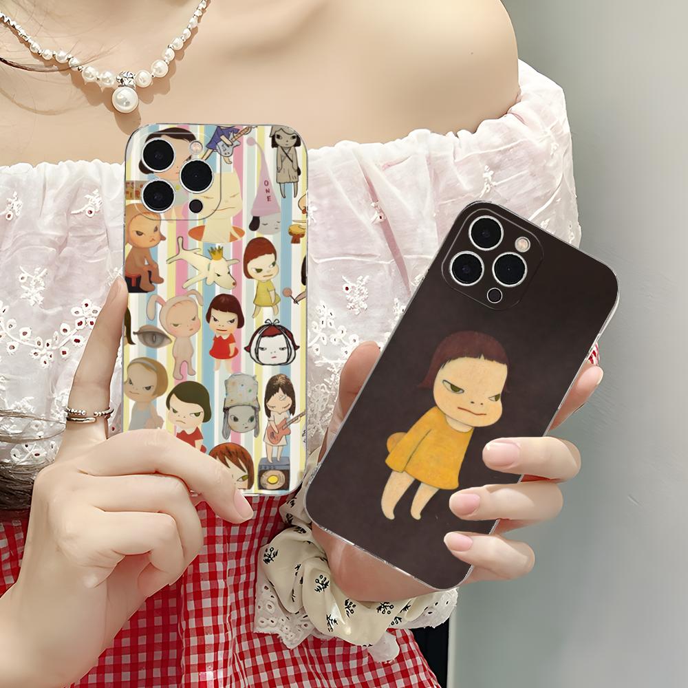 Anime Yoshitomo Nara Phone Case for iPhone 17 16 15 14 13 12 11 X XR XS Air Pro Max Plus Mini Clear Colorful Cover Luxury Pretty