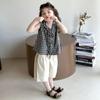 Girl's Sleeveless Wide Leg Pants Set Summer Fashion Versatile Checkered Casual Set for Girls