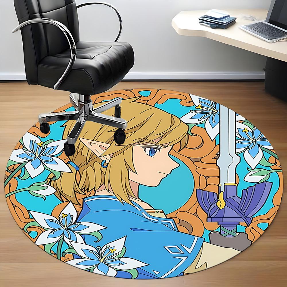 1PC The Legend of Office Round Rug, Non-slip, Soft and Durable Office Rug for Interior Decoration, Perfect for Office Yy250915041