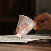 Pink Hand Painted Lotus Ceramic High Stem Tea Cup with Flared Rim Zen Design for Gongfu Tea Ceremony Floral Sipping Cup