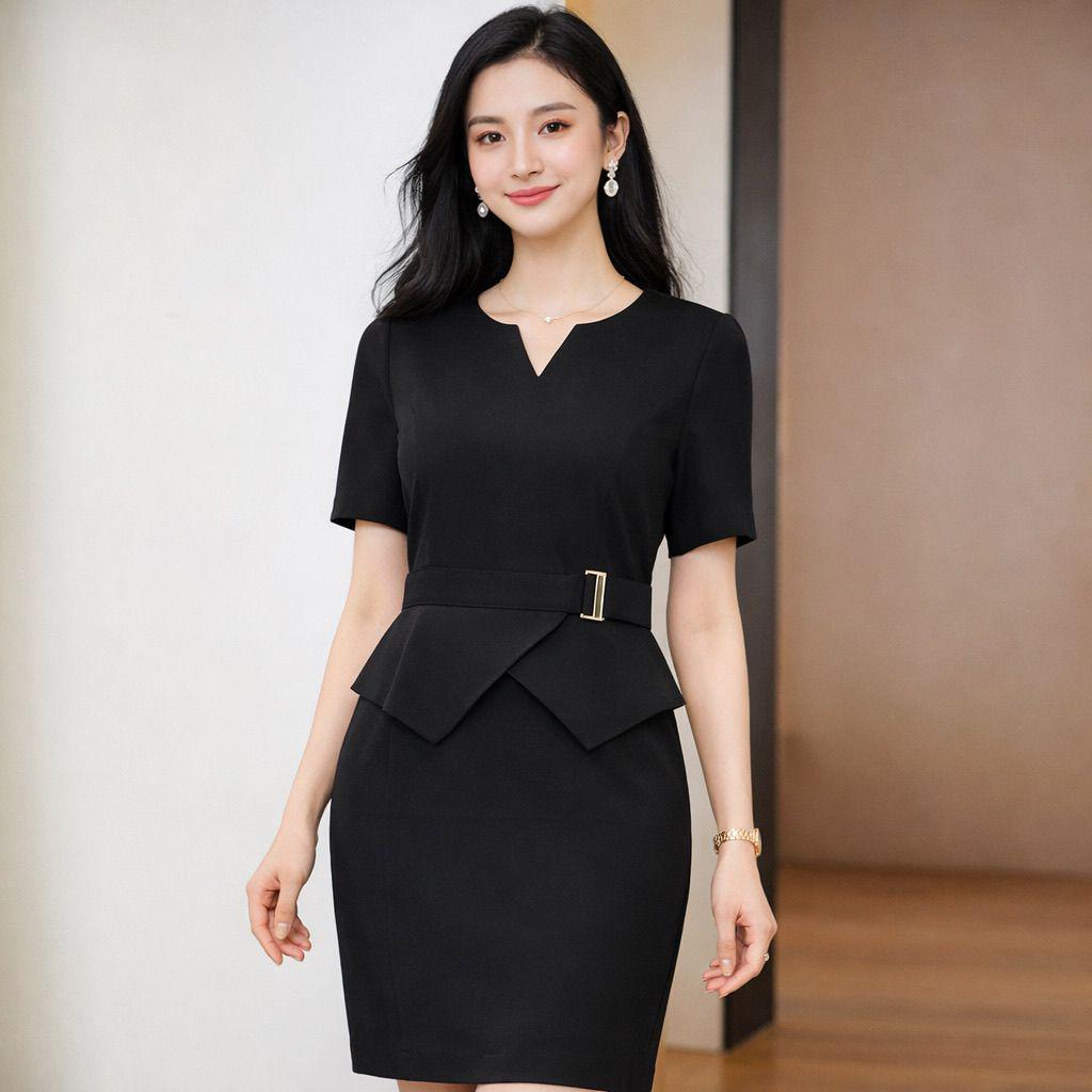 Elegant Slimming Workwear Dress for Front Desk and Beauty Therapist