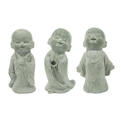 Set of 3 Buddhism Enthusiasts Miniature Monk Sculpture Resins Figurines Desktop Shelves Decorations Aquariums Ornaments