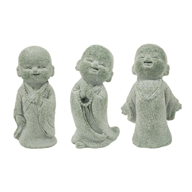 Set of 3 Buddhism Enthusiasts Miniature Monk Sculpture Resins Figurines Desktop Shelves Decorations Aquariums Ornaments 1