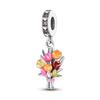S925 Silver Flower Beaded Pendant Charm Jewelry Accessories for Bracelet Necklace DIY Craft Supplies