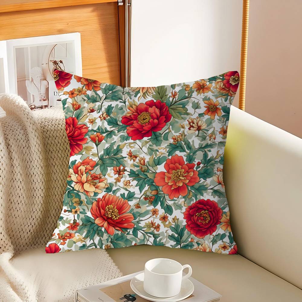 Elegant And Gentle Floral Print Pillow Cover Sofa Cushion Cover Home Room Decoration Children Gift