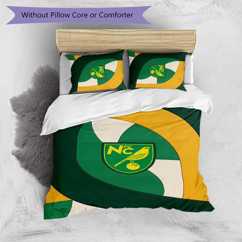Set Lenzuola Stampato Norwich City Football 3 Pezzi, Comodo Set Copripiumino per Camera da Letto Amico della Pelle
