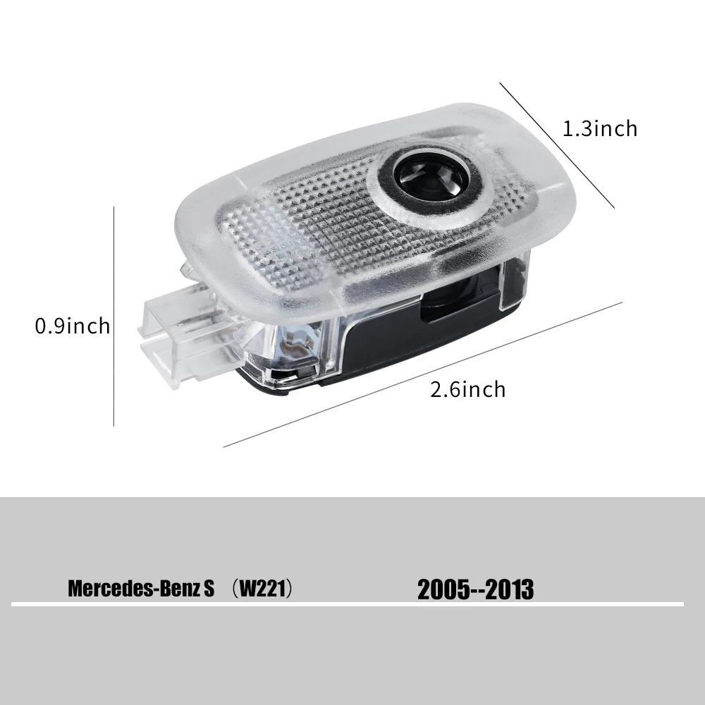 C200 E300 2026 Hot 4pcs LED Badge Car Door Welcome Light for Mercedes-Benz S Class W221 2005 2006 2007 2008 2009 2010 2011 2012