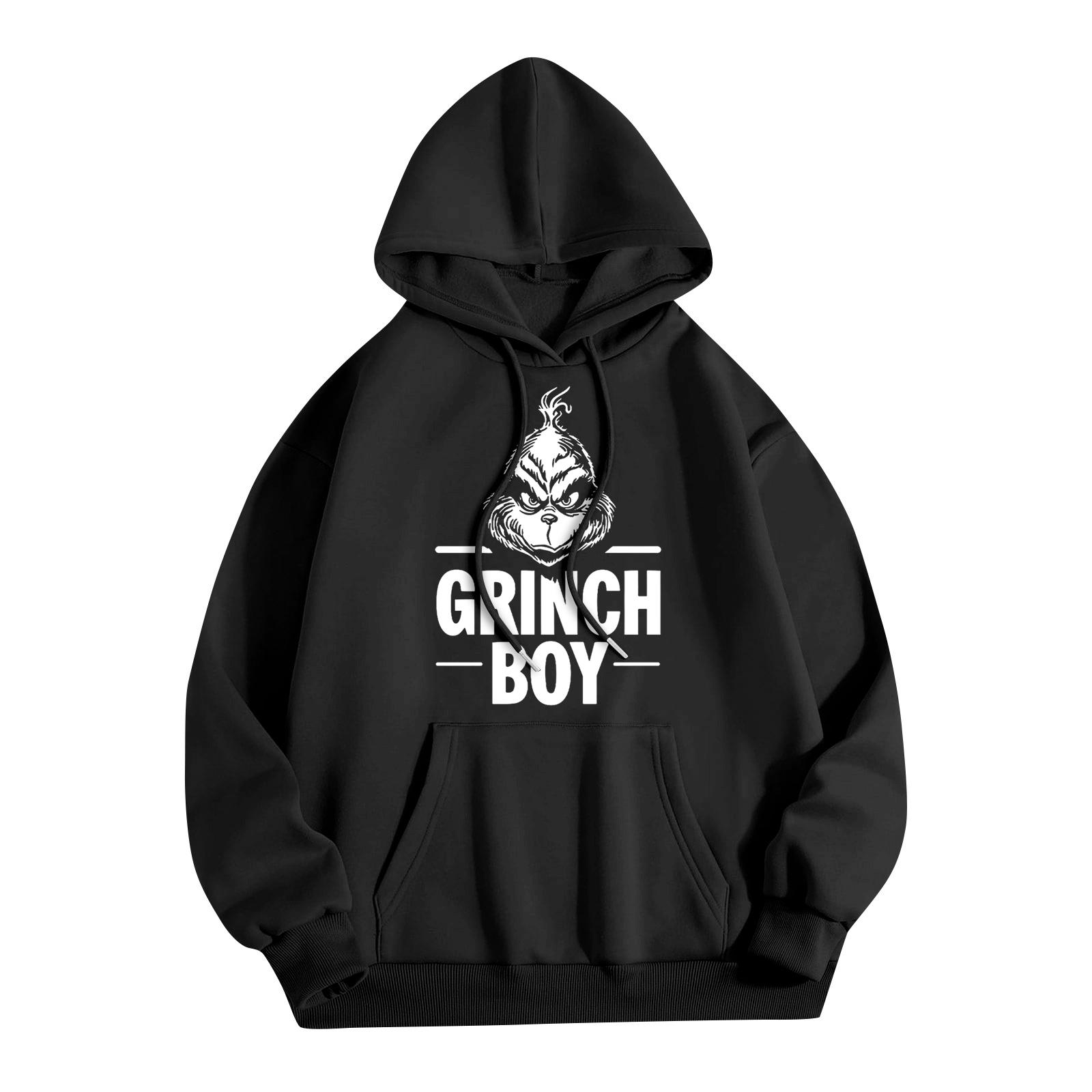 

Женская модная повседневная толстовка с капюшоном и карманами с рождественским принтом XXXL чёрный