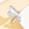 European & American Chic Asymmetrical Heart Stainless Steel Ring - Retro Geometric Texture for Women