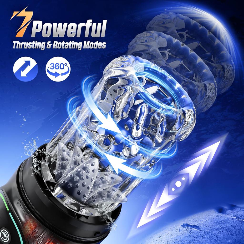 Automatic Sucking Licking Male Masturbator 7 Thrusting Rotation LCD Vacuum Penis Pump Real Pocket Pussy Stroker Blowjob Sex Toys