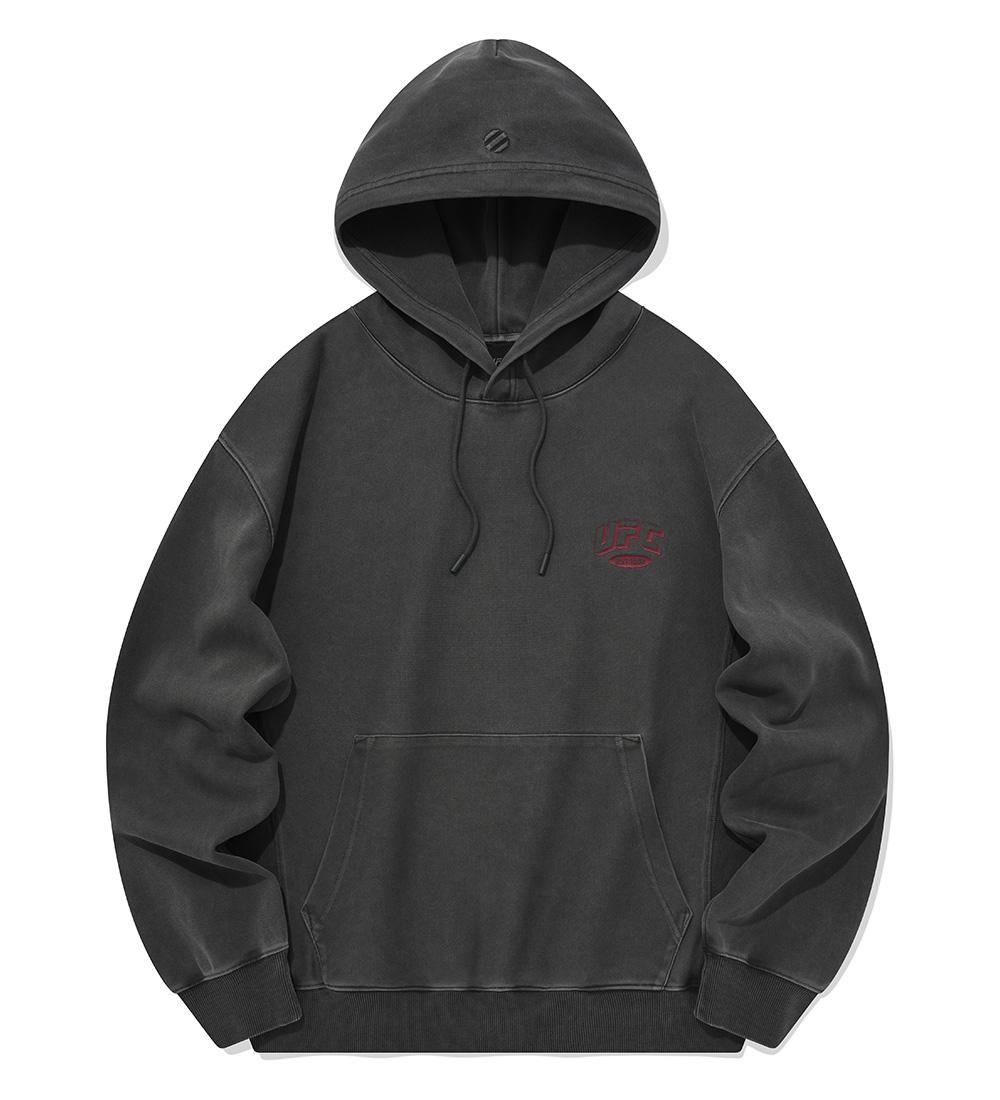 Ufc Sports Ufc Arch Logo Relaxed Fit Dyed Hoodie Charcoal U2Hdu3308Ch Charcoal/S
