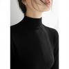 Women's Black Knit Top Coat with Half-High Collar Sweater - Spring & Autumn 2025 Collection