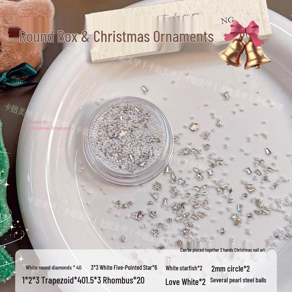 Christmas Nail Art Zirconia Rhinestone Pack: Mini Steel Beads, Pearls, Trapezoid Flatback for DIY Nail Decoration.