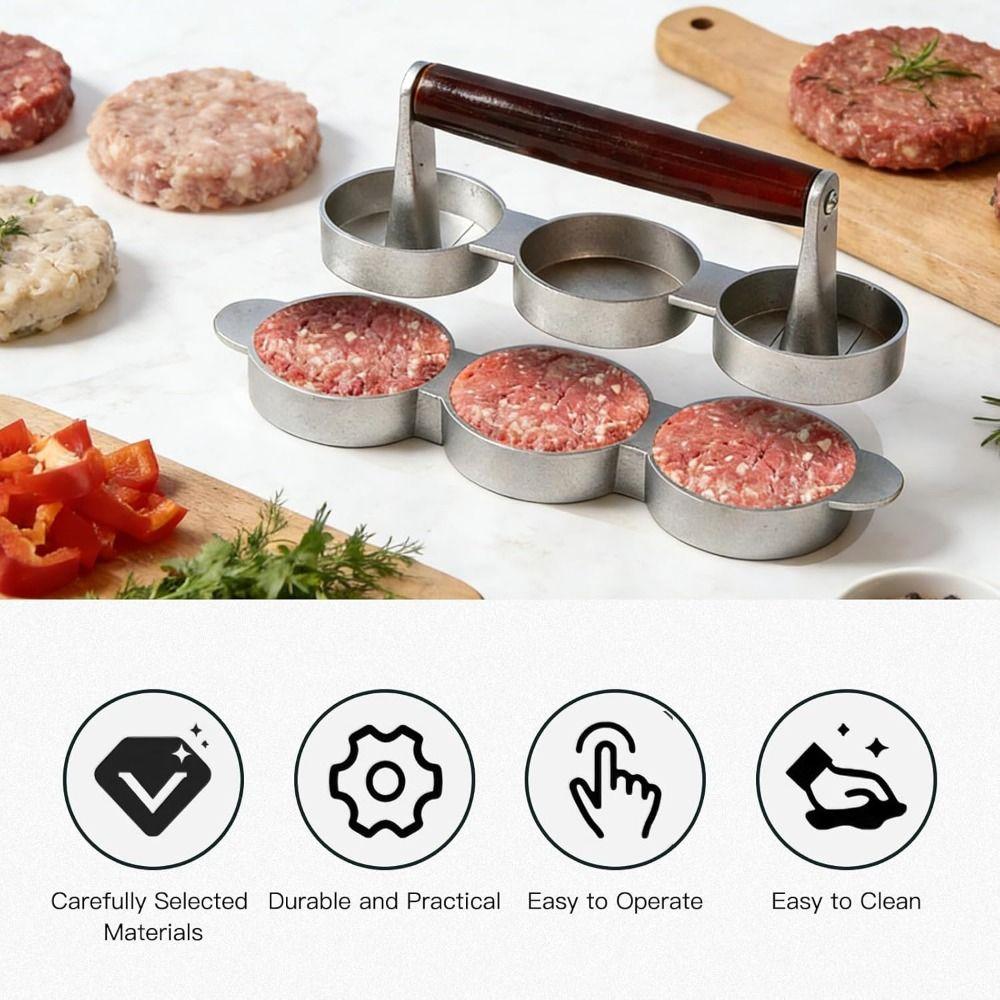 Non-Stick Coating Mini Burger Press 3 Patties Capacity Hamburger Patty Mold  Cooking