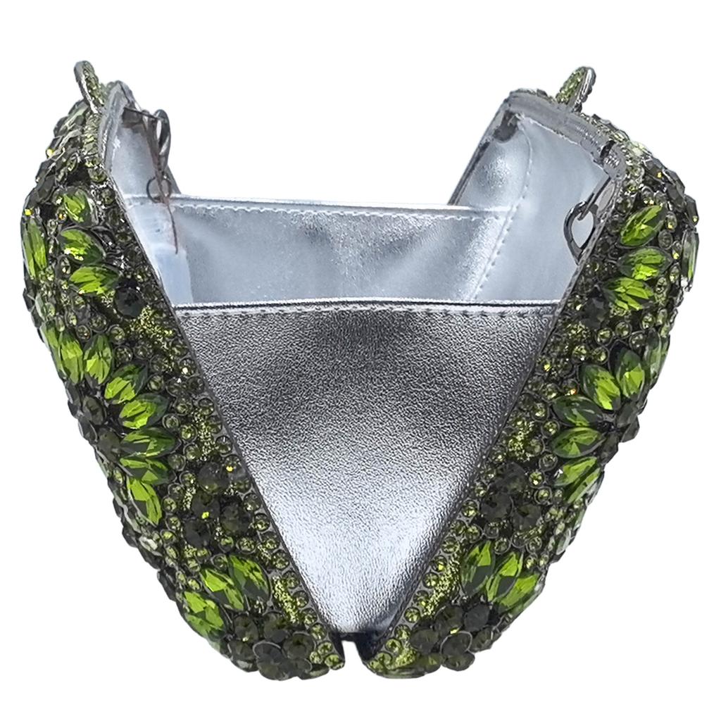 Boutique De FGG Green Rhinestone Clutch Purses for Women,Flower Evening Bags and Clutches, Formal Wedding Clutch Minaudiere Bags