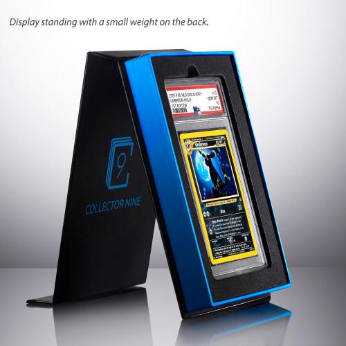 Collector Nine PSA/CGC Display Gift Case with Magnetic Flip | Graded Card Storage Slab Shipping Box Holder (Blue, PSA/CGC 3-Pack)