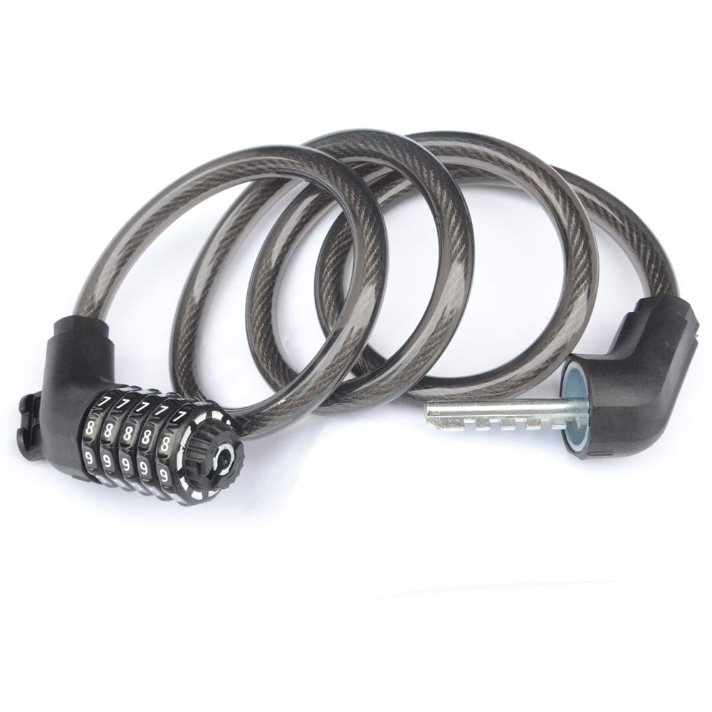 ZHEGE Bicycle Wire 1200mm 12mm Japanese Instruction Manual Included Lock, Lock, 5-Digit Combination, Long, Cross-Section Diameter, Anti-Theft, (Black)