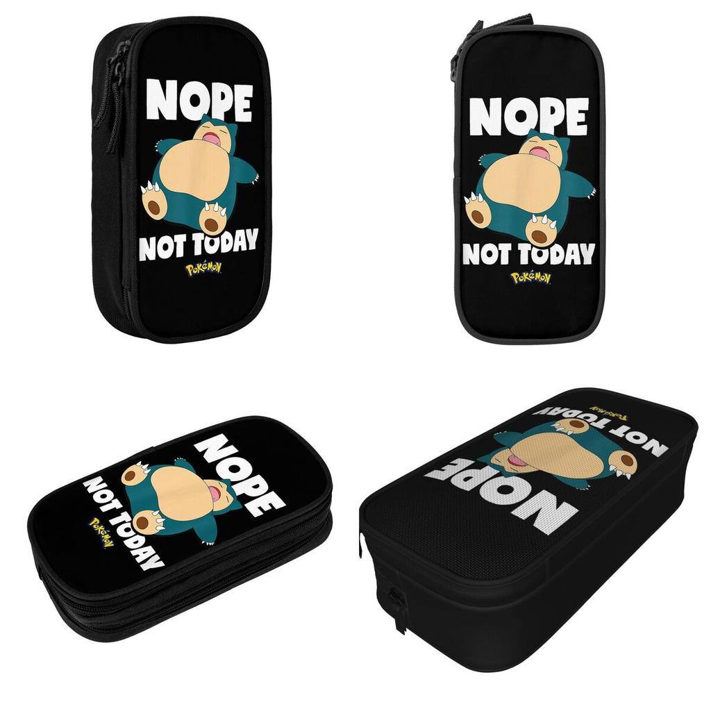 Pokemoned Nope Not Today Snorlax Pencil Cases Pen Holder Bag Girls Boys Big Capacity Students School Gift Pencilcases