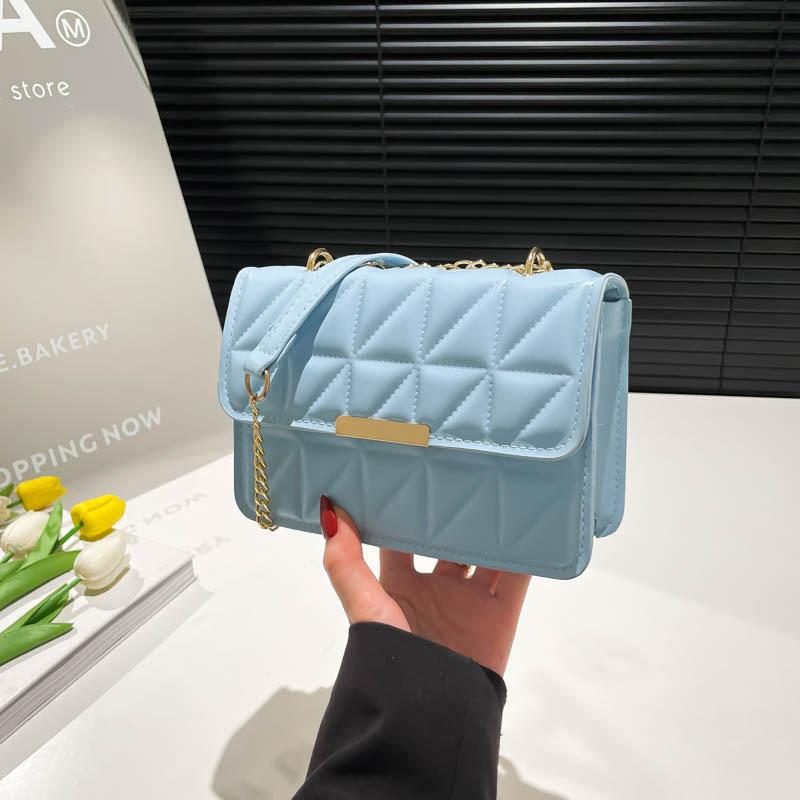 Simple Texture Indentation Diamond Lattice Embroidery Line Women's Single Shoulder Crossbody Handbag Small Square Bag