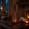 Goldenes Netz Party Dekoration für Zuhause Leuchtender Halloween Hexenhut mit Warmen LED Lichtern, Wiederverwendbarer Zauberer Fenster Hänger Gruselige Kostüme, Innen Außen