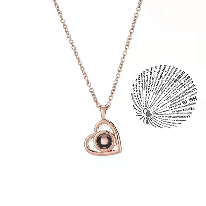 Projection Necklace 100 Languages I Love You Pendant Jewelry For Girlfriend Wife Lover Couple Creative Romantic Necklaces Gifts