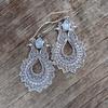Vintage copper Color Metal Hand Carving Patterns Hook Earrings for Women Jewelry Water Droplet Inlaid Stone Dangle Earring