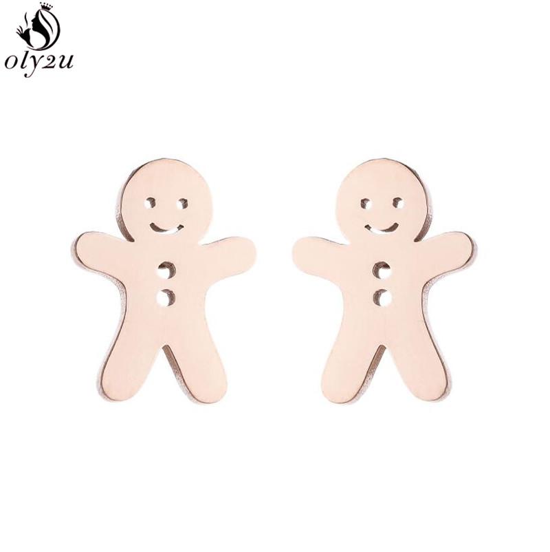 Funny Stainless Steel Gingerbread Man Earring Cartoon Ghost Ear Jewelry Girls Delicate Mermaid Fairy Earrings Gifts Accessories