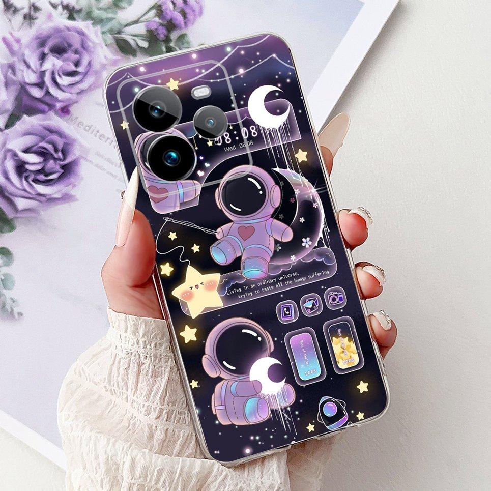 For Realme GT 7 Pro GT7 Pro RMX5010 RMX5011 Back Cover Cool Cartoon Dragon Astronaut Animals Phone Case Soft Silicone Clear Etui