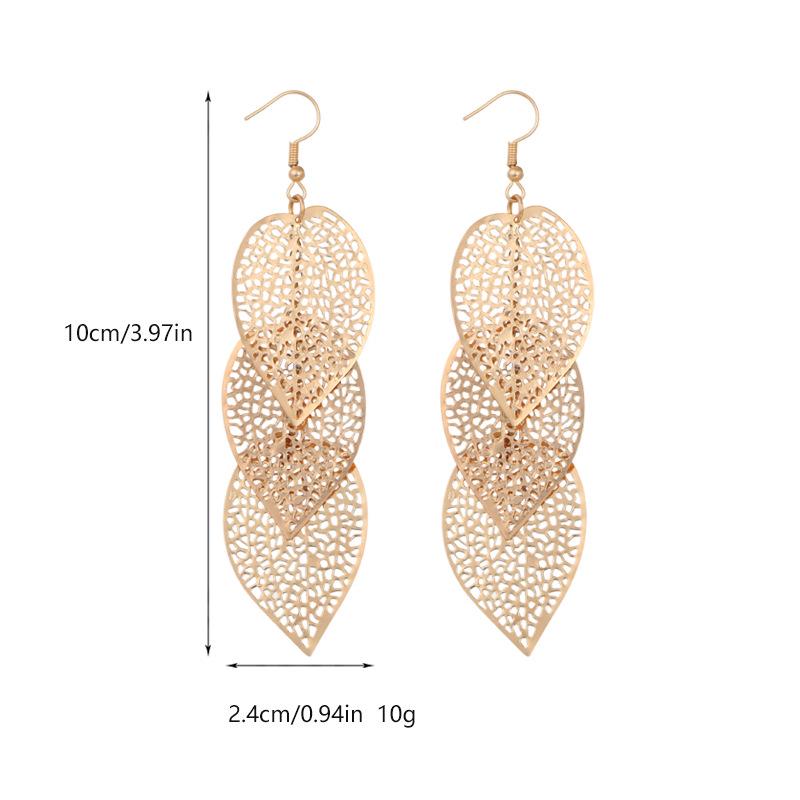 Pendientes Largos de Hoja Bohemia Vintage - Moda Nupcial Griega Barroca