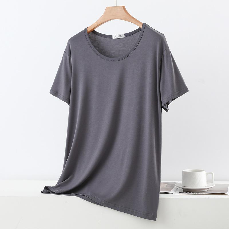 Damen Übergröße Modal Lockeres Kurzarm-T-Shirt