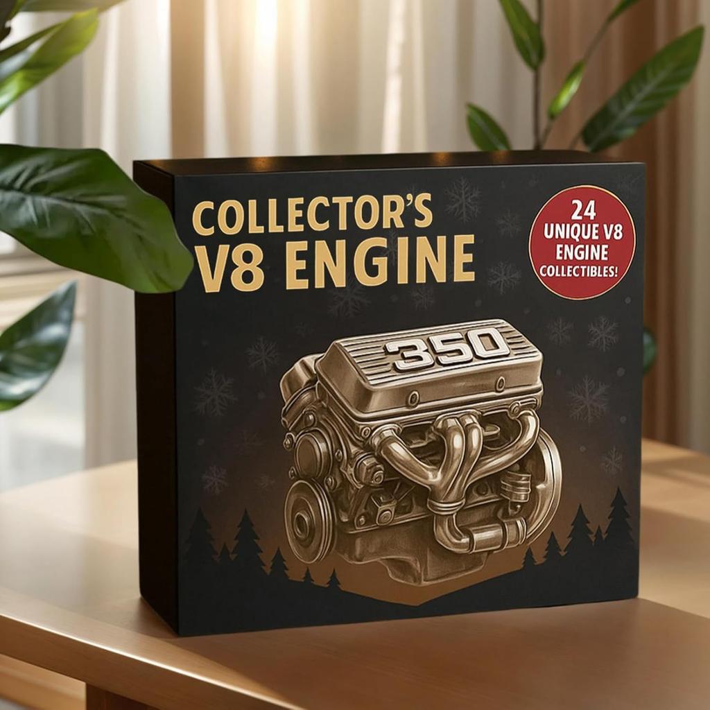 Motor Adventskalender, 2025 Weihnachtsbaum Countdown-Kalender, 24 verschiedene Motor-Ornamente, Weihnachtsüberraschungsgeschenk für Autoliebhaber