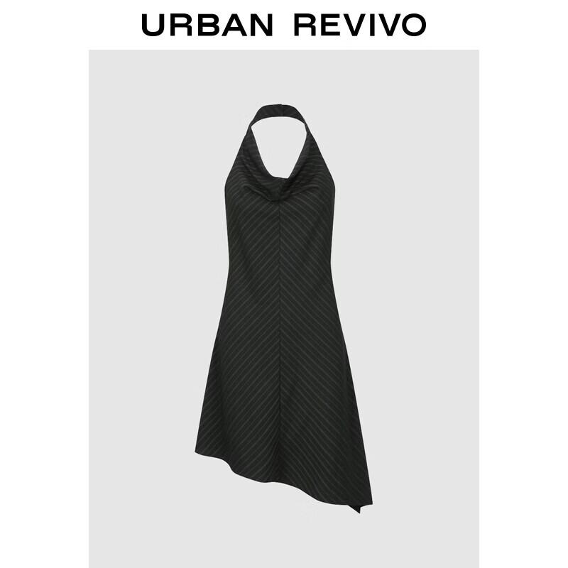 UR2026 Women s Halter Striped Irregular Dress L