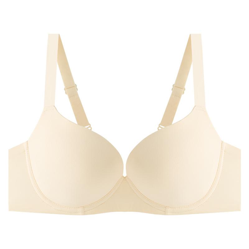 Glossy and Seamless Women's Summer Thin Gathering Bra Anti-sagging Steel Rim Large Size Bra