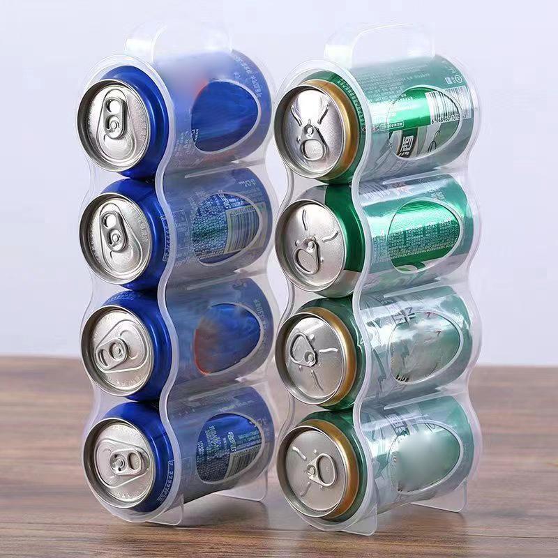 1Pcs Japanese Style Refrigerator Beverage Storage Box Four Compartment Can Storage Rack Kitchen Storage Can Beverage Organizer