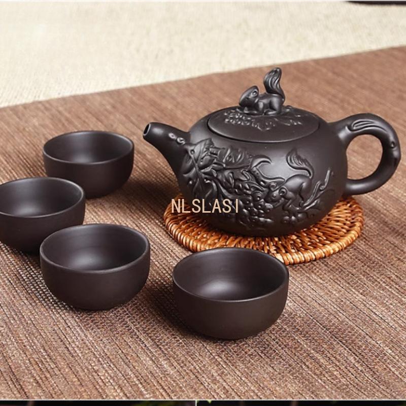 1PCS 140ml Yixing Purple Clay Teapot Small Capacity Zhu mud Handmade Ball Hole Teapot zisha Tea Set