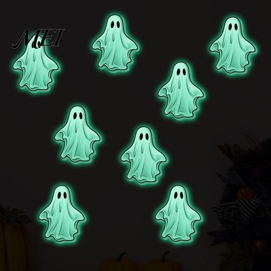 Waterproof PVC Wall Decor Luminous Ghost Stickers for Halloween Decoration, Glow in The Dark Decals Home Decoration Gifts Windows And Glass