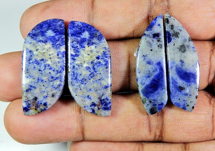 

67Cts. Natural Blue Sodalite Pair Fancy Cabochon Loose Gemstone 2 Pair Lot PP-785