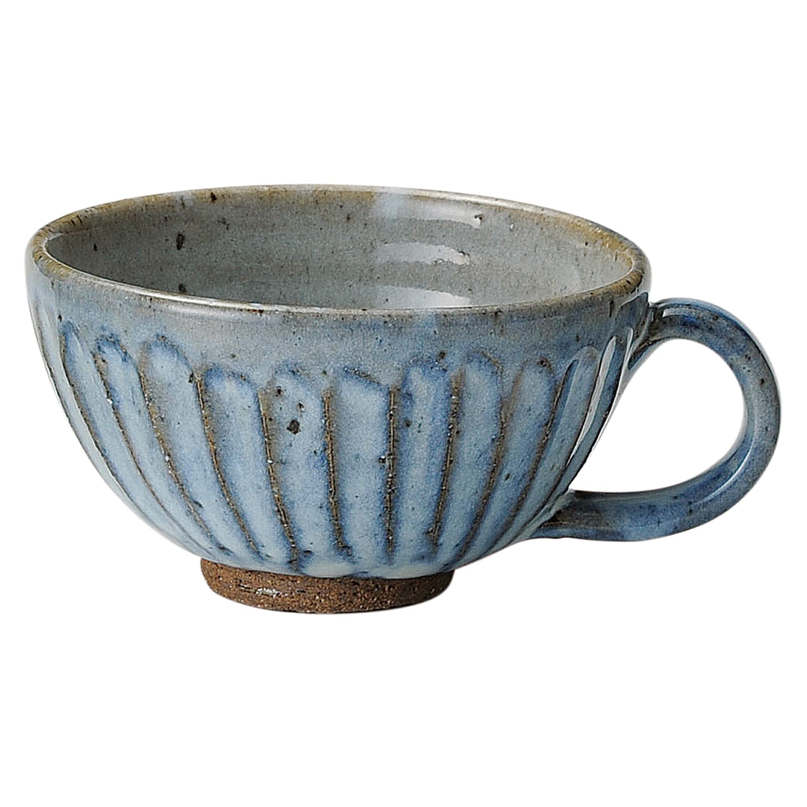 

Marui Seito Shigaraki Ware Hechimon Blue Hagi Carving Soup Mug